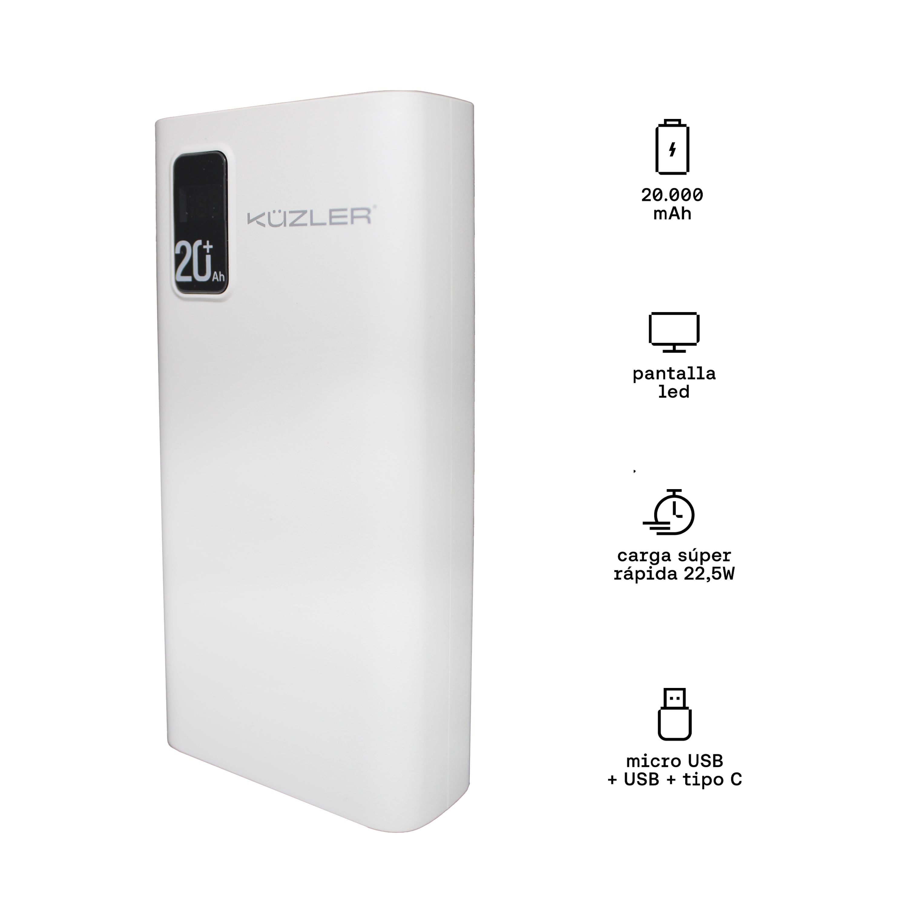 Powerbank Slim 20,000 mah blanco