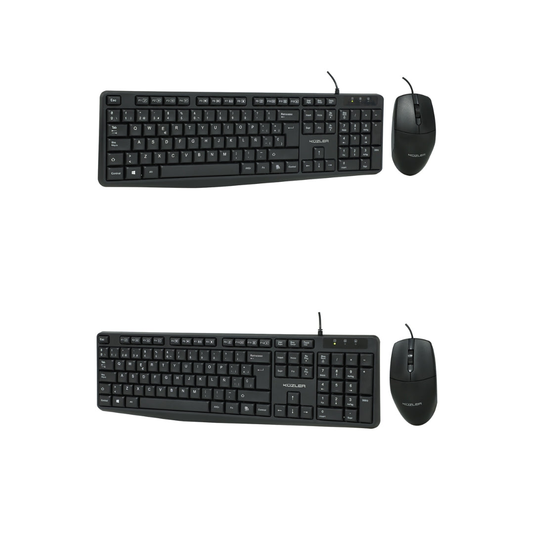 Combo Alámbrico Teclado y Mouse: Cable 1.5m, USB 2.0 Ambidiestro Kuzler