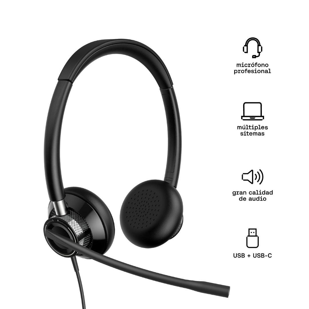 Home Office Combo: Audifono HeadSet USB/3.5mm + Mouse Inalambrico Silencioso