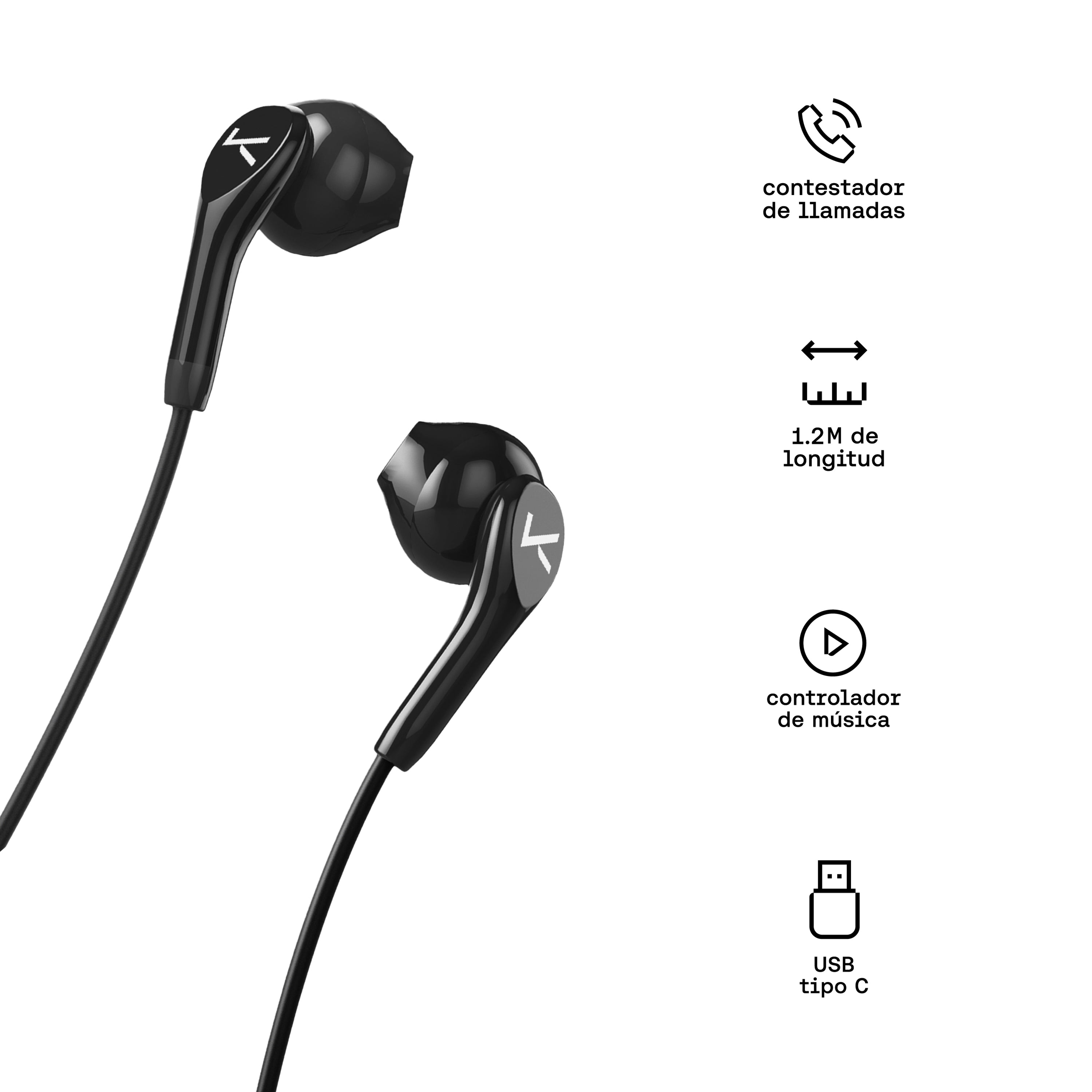 Audífonos In-ear con conector USB-C Harrey-101N