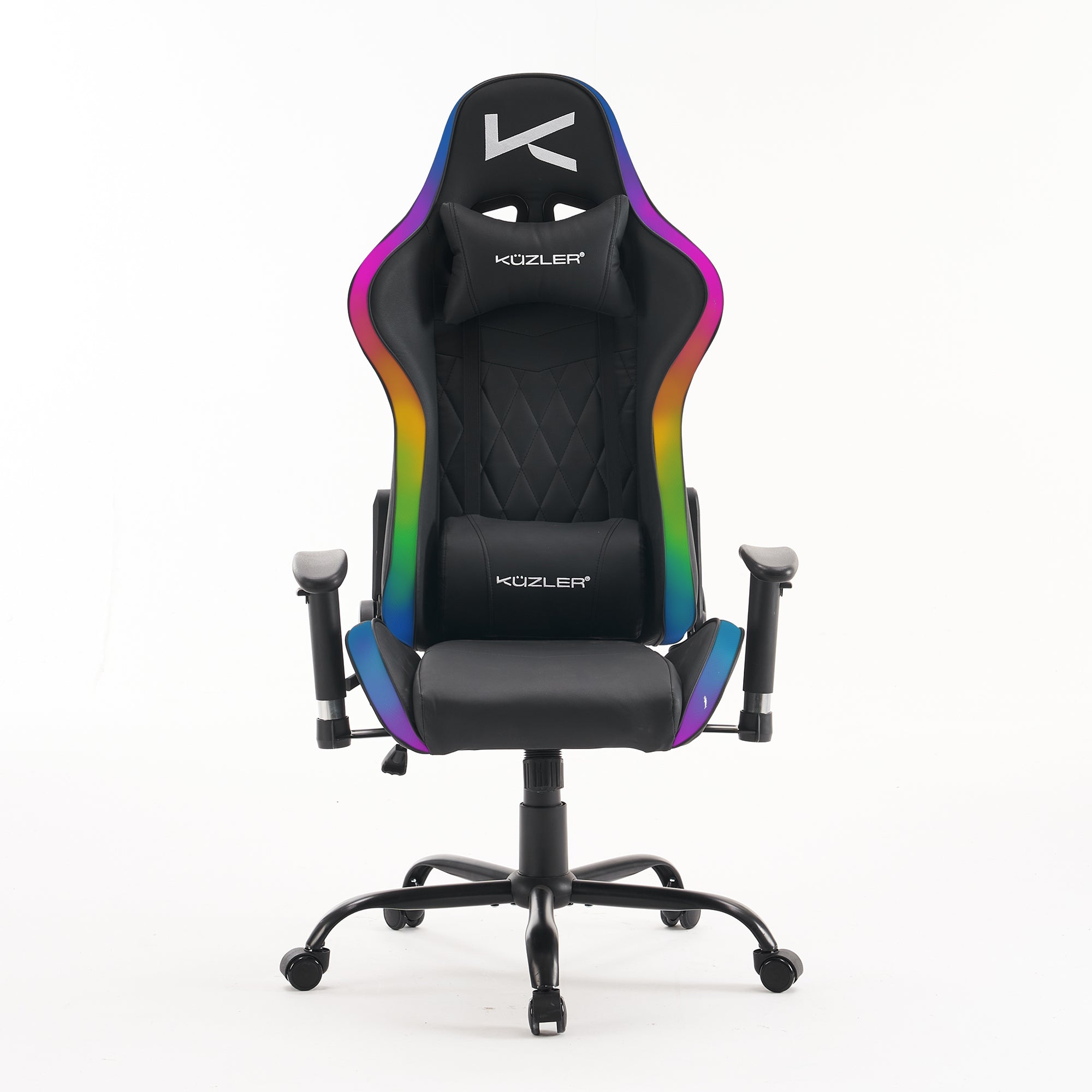 Silla gamer con luces LED y base metálica ergonómica ajustable