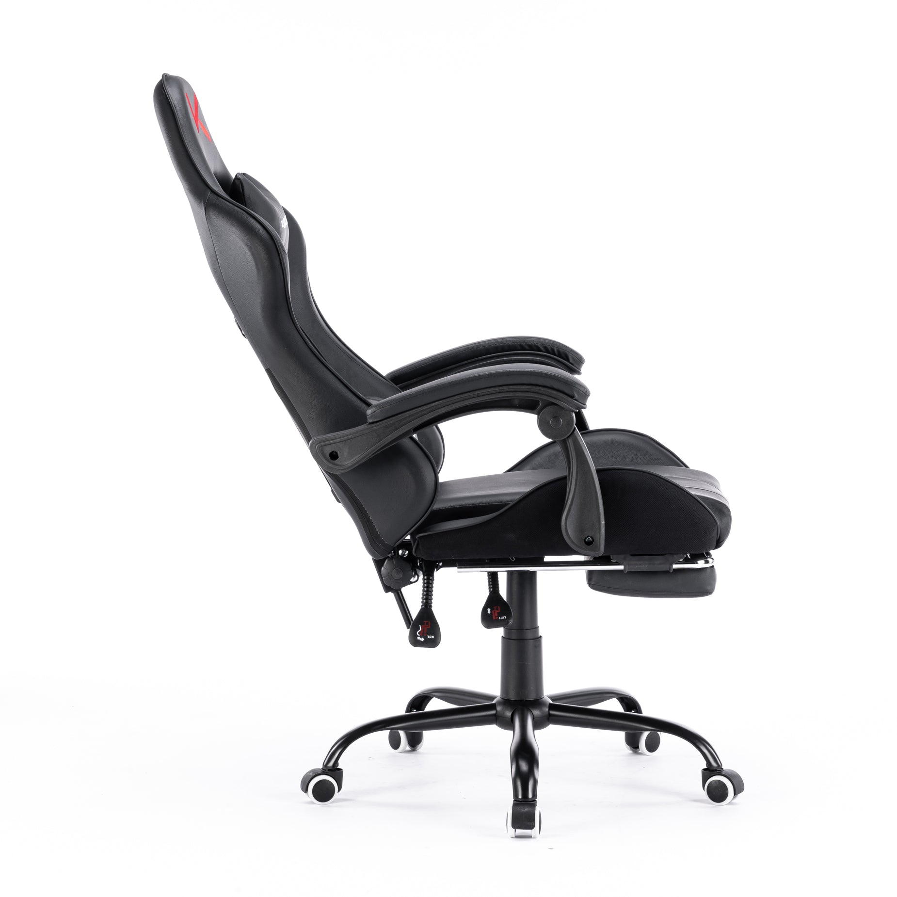 Silla Gamer negra black con masajeador lumbar, reposapiés y base metálica